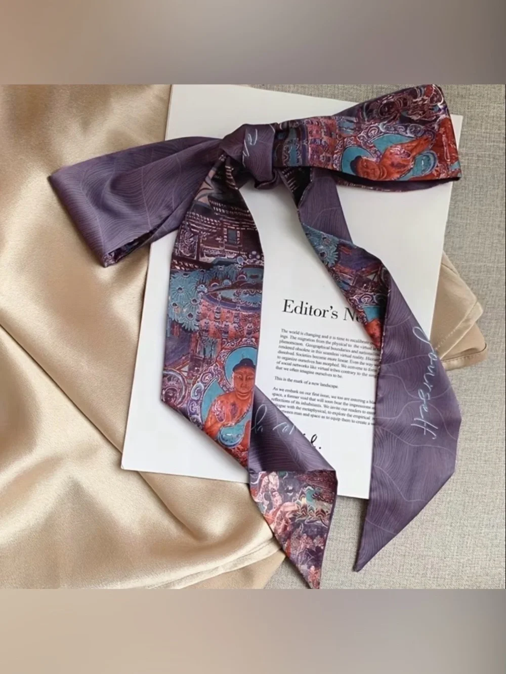 NWT Twilly Scarf Set Art Print Hair Purse Bag Tie Boho Luxe Y2K